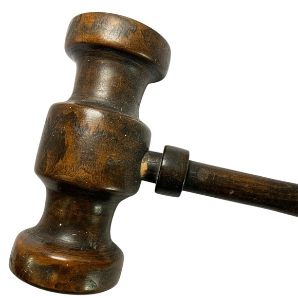 Handmade Wooden Gavel Solid Dark Wood Rustic Vintage Look Judge Auction Decor - Picture 6 of 8
